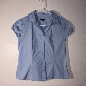 Wild fable Light Blue Puff Short Sleeve Button-Up Blouse